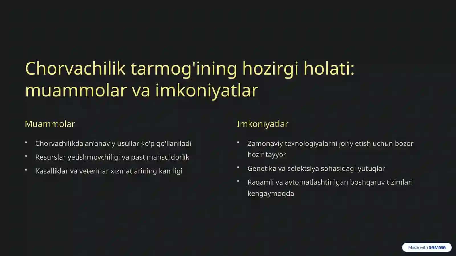 Innovatsion texnologiyalar asosida chorvachilik tarmogʻini rivojlantirish istiqbollari 2
