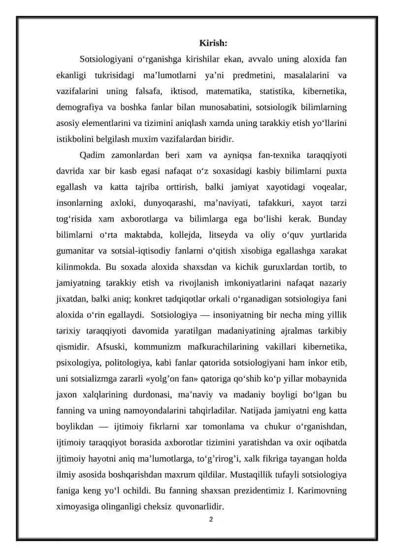 Sotsiologiya Fanining Rivojlanishi 2