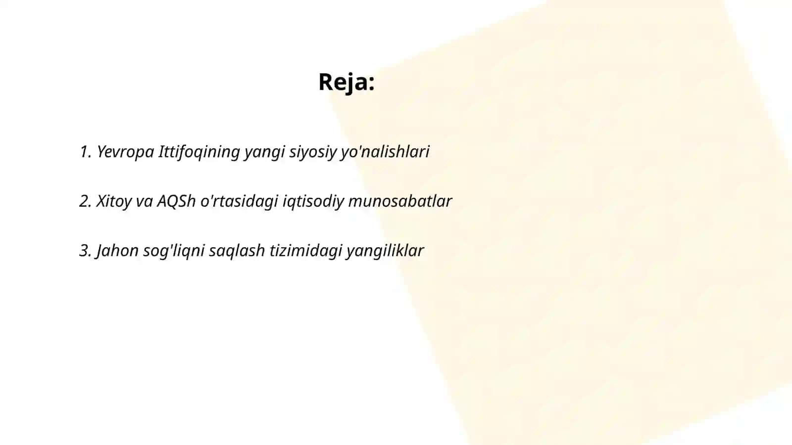Yevropa Ittifoqining yangi siyosiy yo'nalishlari 2