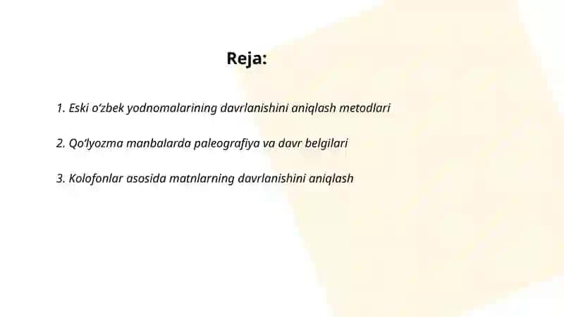 Eski oʻzbek tili manbalari va ularning davrlanishi bilan bogʻliq masalalari 2