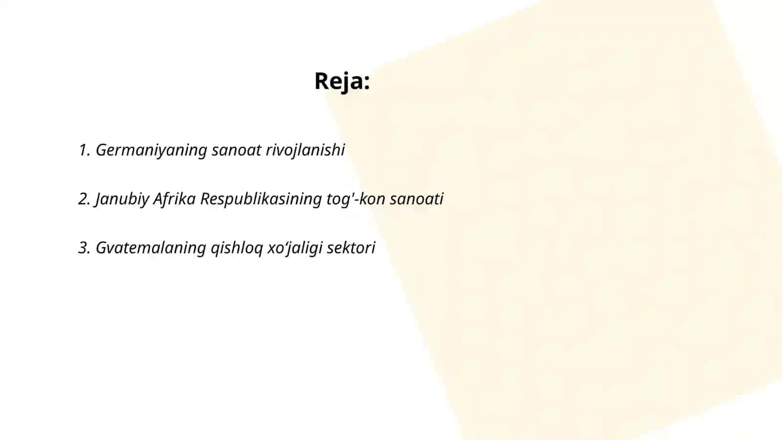 Germaniya va Janubiy Afrika Respublikasi Gvatemala davlatlarining iqtisodiy rivojlanish 2