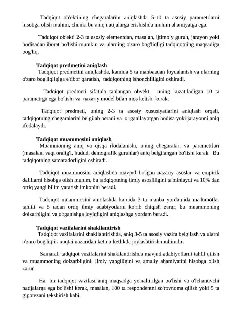 Tadqiqotning maqsadi va vazifalari 2