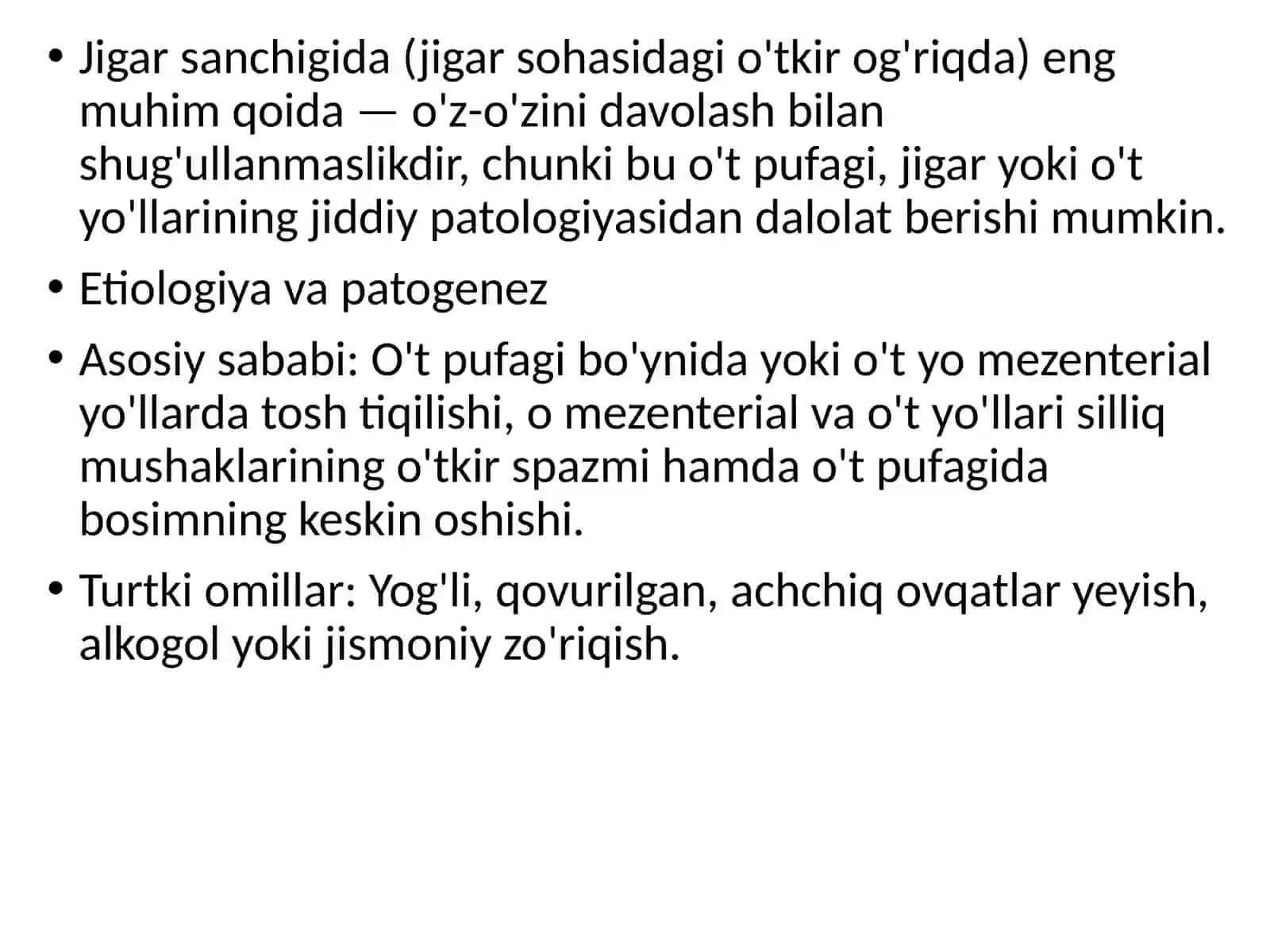 Jigar sanchigi va buyrak sanchigida Shoshilinch yordam 2