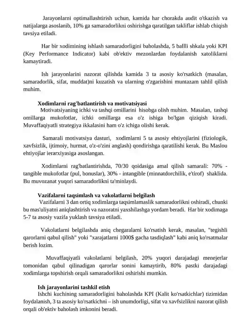 Tashkilot personali mehnatini tashkil etishning xususiyatlari 2