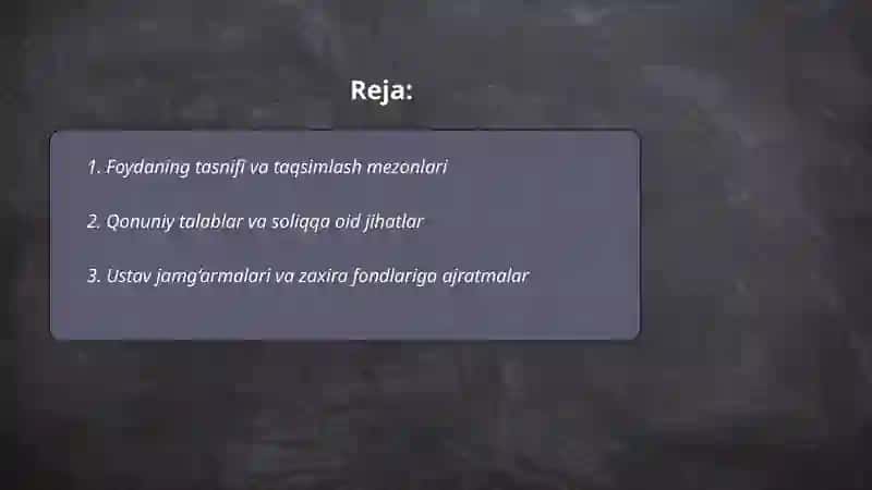 Korxona foydasining taqsimlanishi va ishlatilishi 2