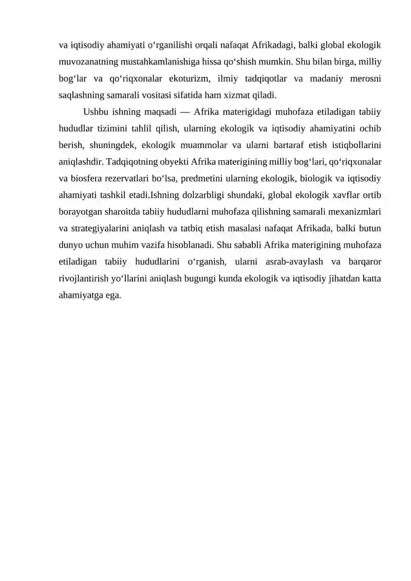 Afrika materigining muhofaza etiladigan tabiiy hududlar 2