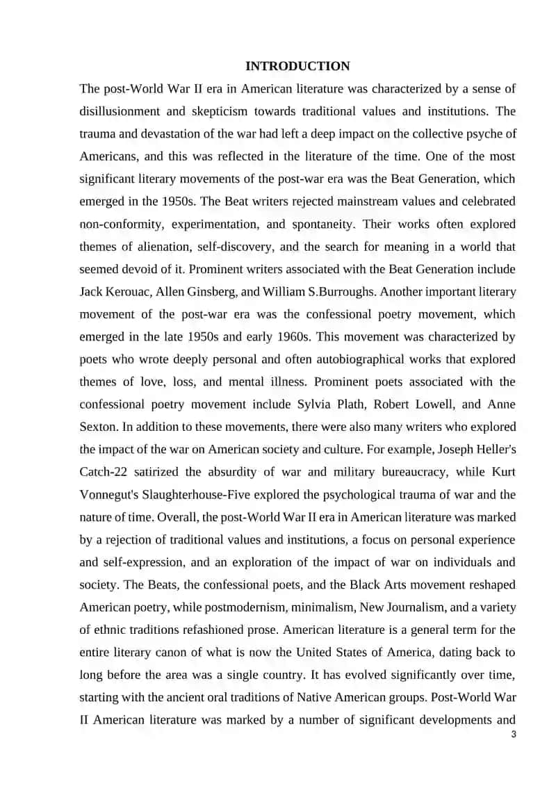 AMERICAN LITERATURE AFTER THE SECOND WORLD WAR 2