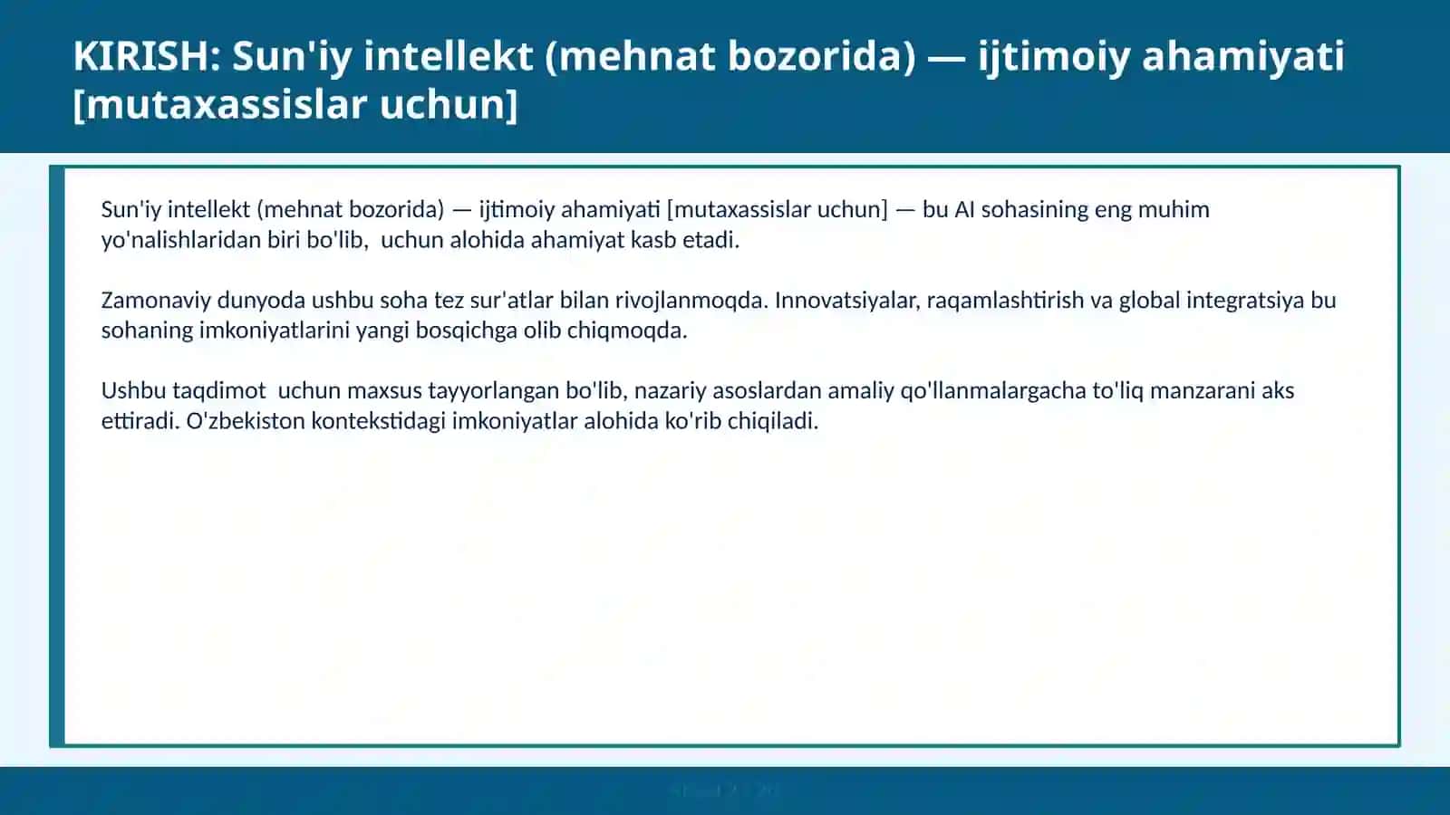 Sun'iy intellekt (mehnat bozorida) — ijtimoiy ahamiyati [mutaxassislar uchun] 2