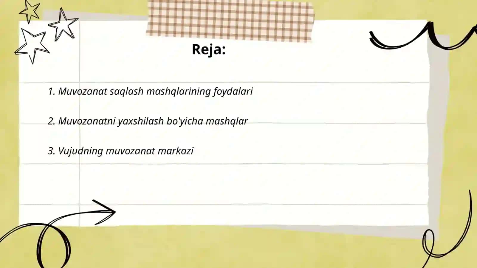 Muvozanat saqlash mashqlari 2