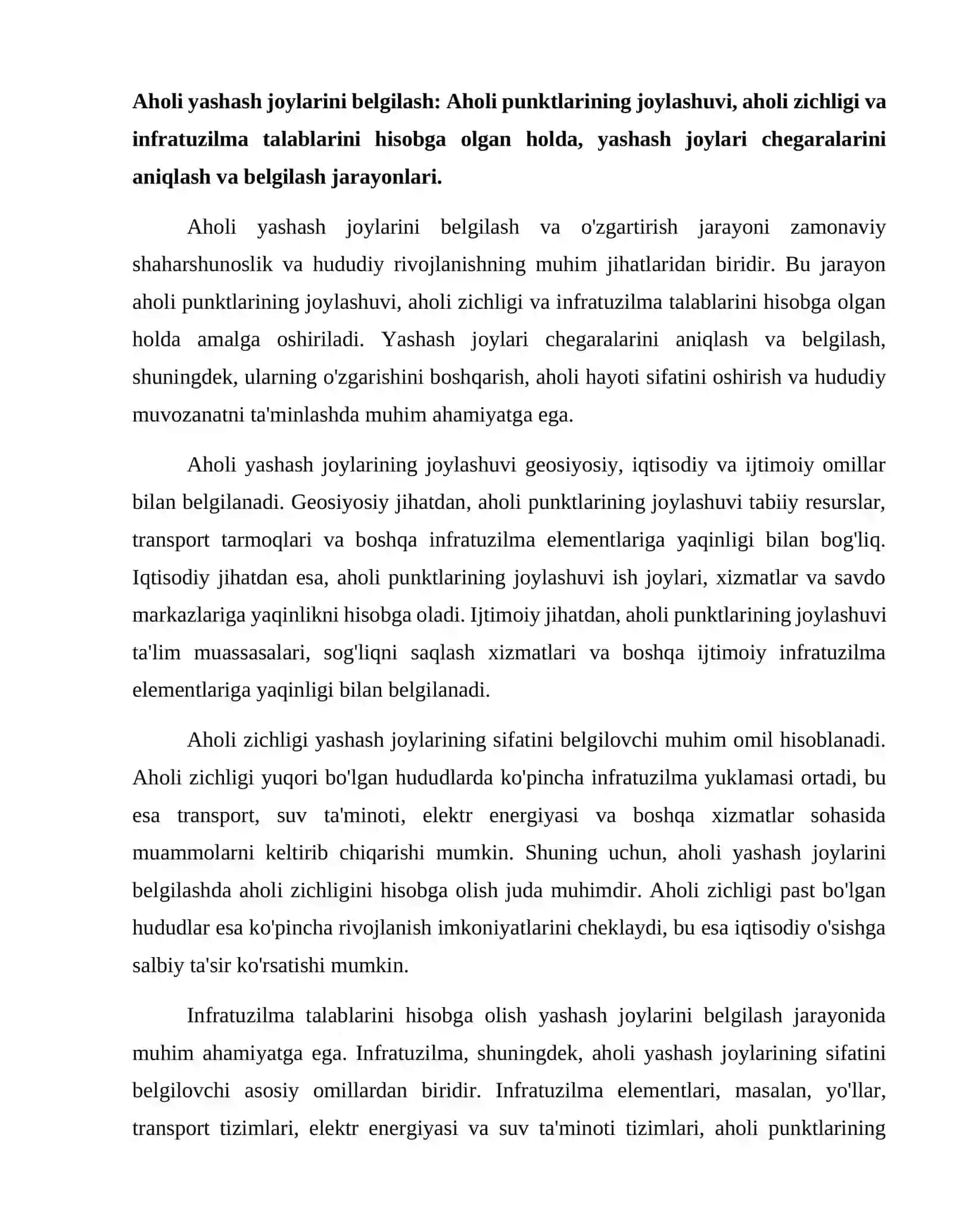Aholi yashash joylarini chegaralarini belgilash va o'zgartirish yerlarni tashkil etish va ulardan foydanlanish 2