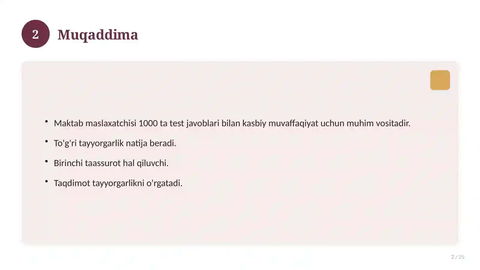 Maktab maslaxatchisi 1000 ta test javoblari bilan 2