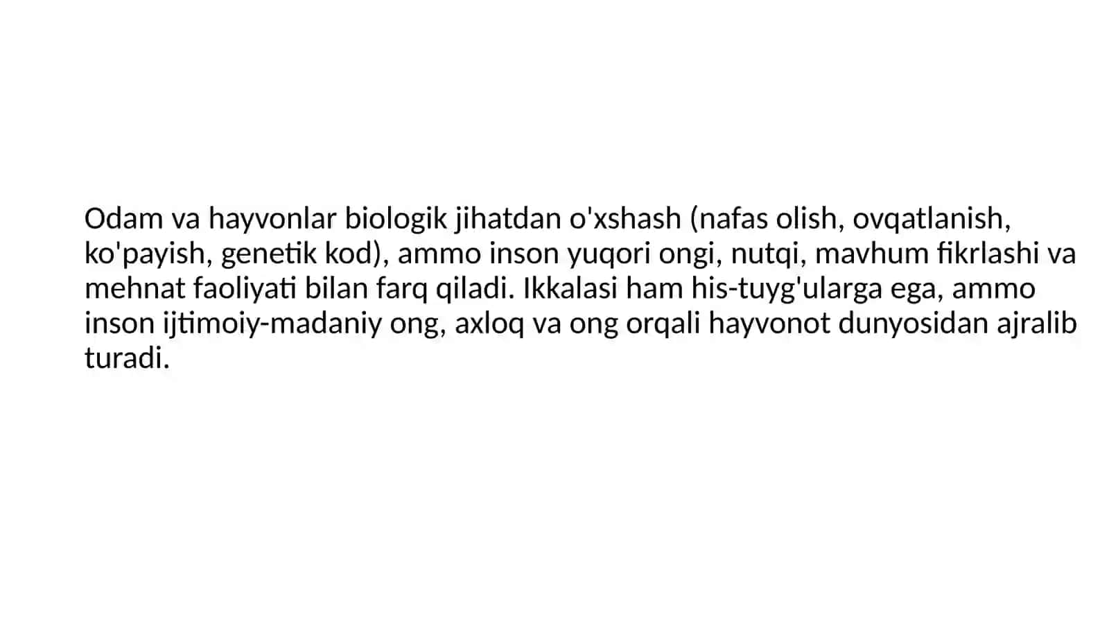 Odamlar va hayvonlar o'xshashliklari 2