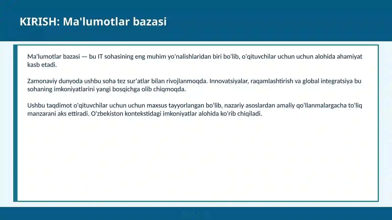 Ma'lumotlar Bazasi 2