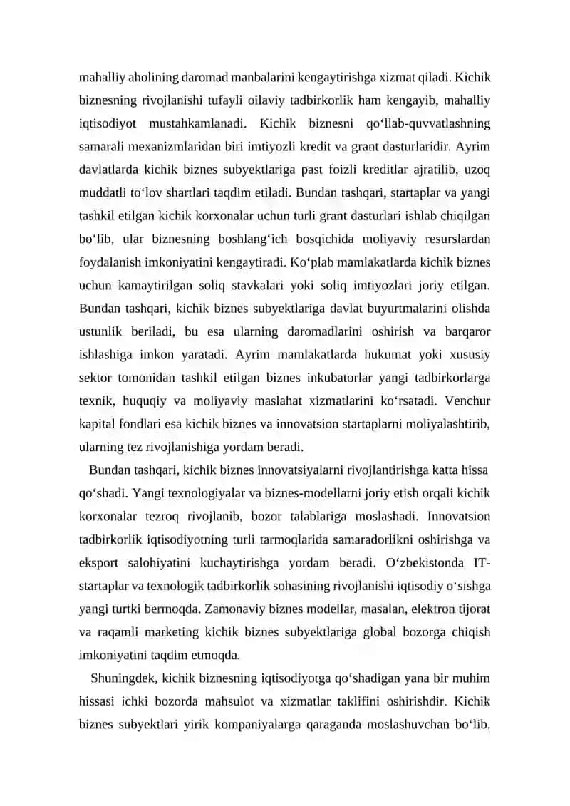 Kichik biznes va tadbirkorlikning iqtisodiy o‘sishga ta’siri 2