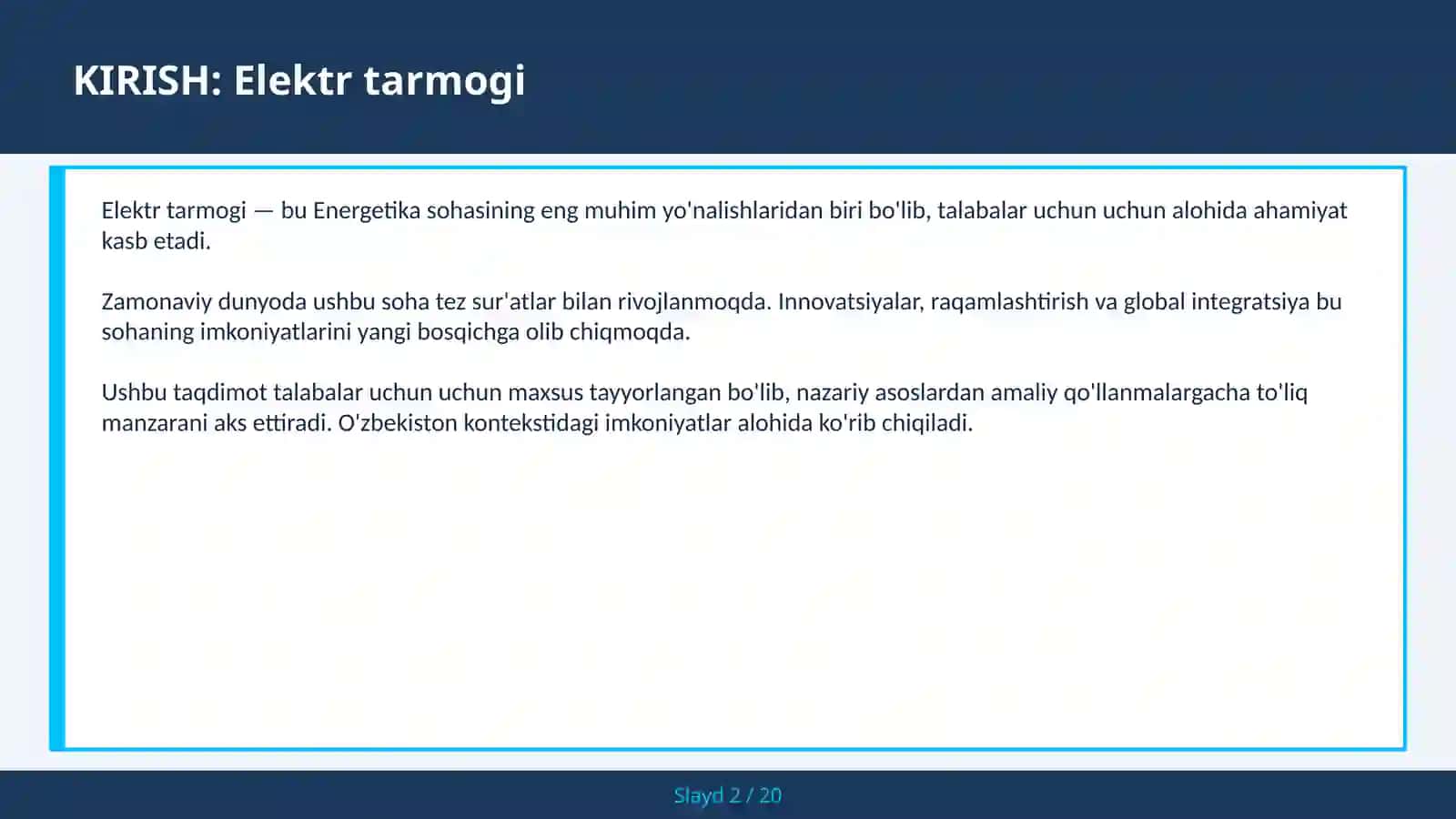 Elektr tarmogi 2
