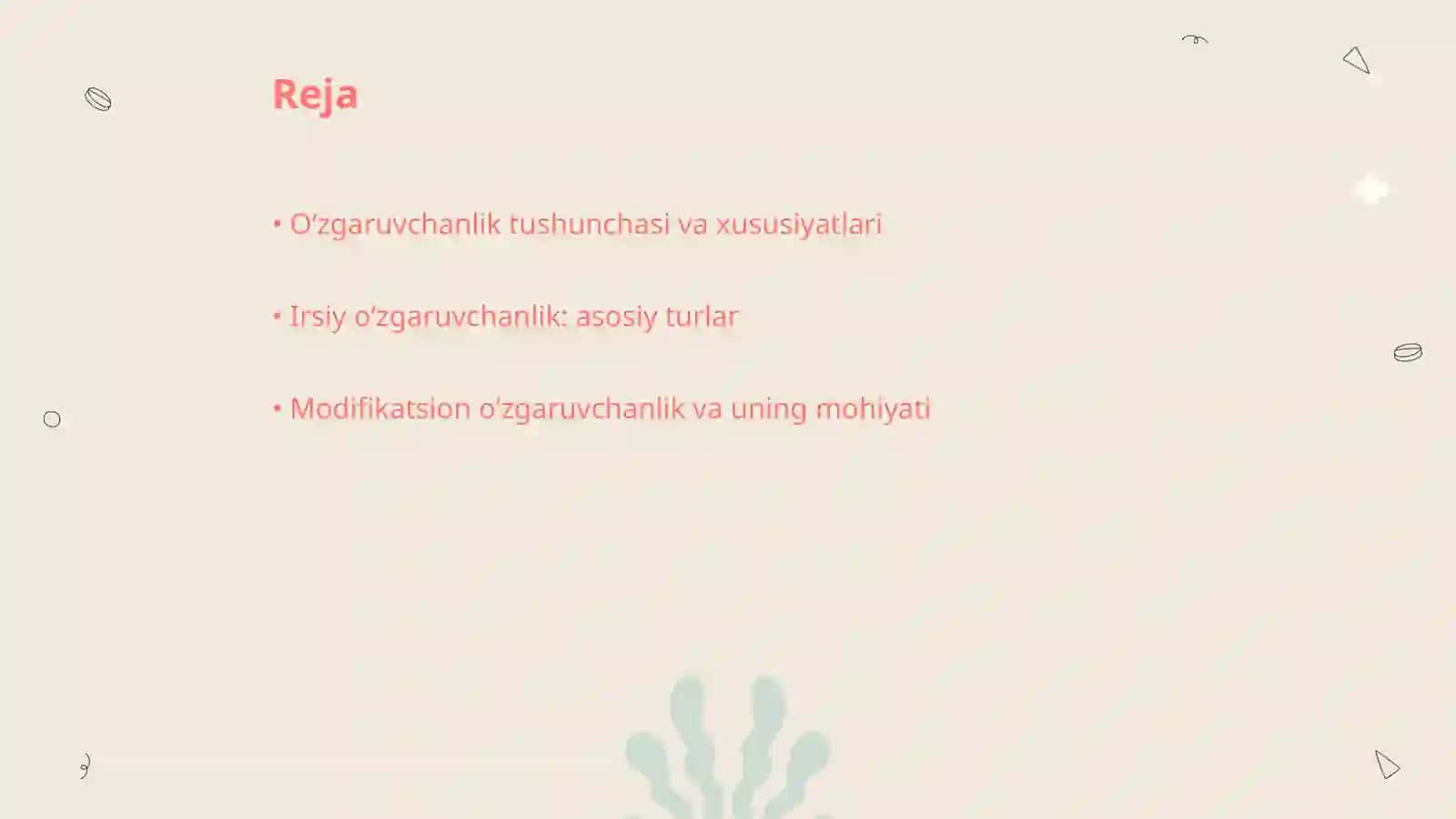 Oʻzgaruvchanlik va uning shakllari (irsiy oʻzgaruvchanlik) 2