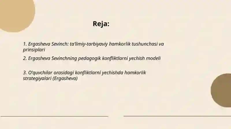 Taʼlimiy tarbiyaviy hamkorlik pedagogik konfilektlarni yichishning samarali shakli Ergasheva Sevinch 2