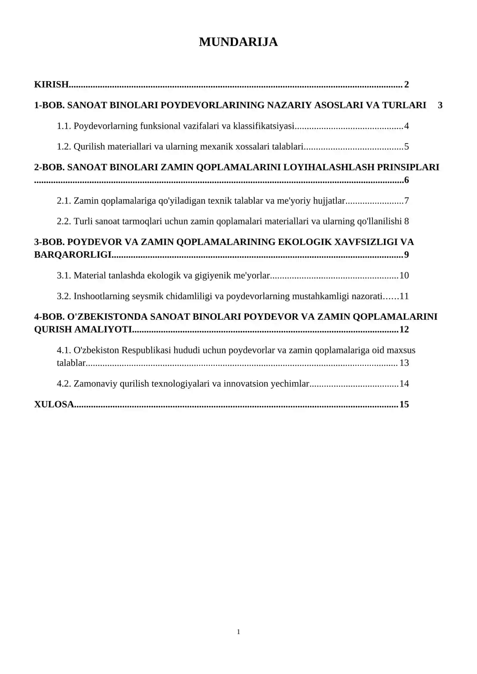 Sanoat binolarining poydevor va zamin qoplamalari. 2
