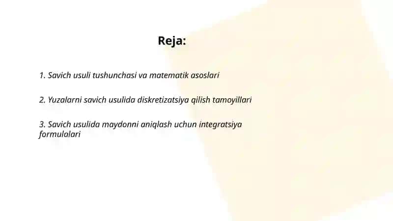 Savich Usuli 2