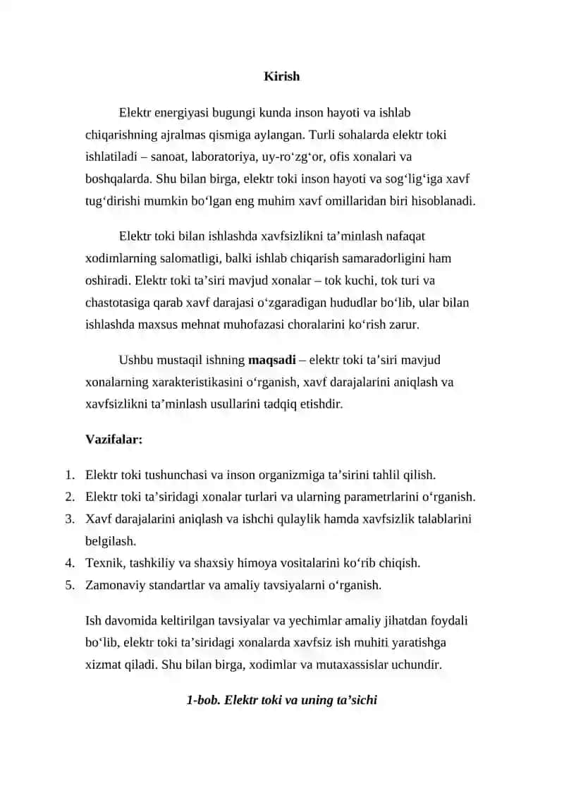 Elektr toki ta’siri mavjud xonalar 2