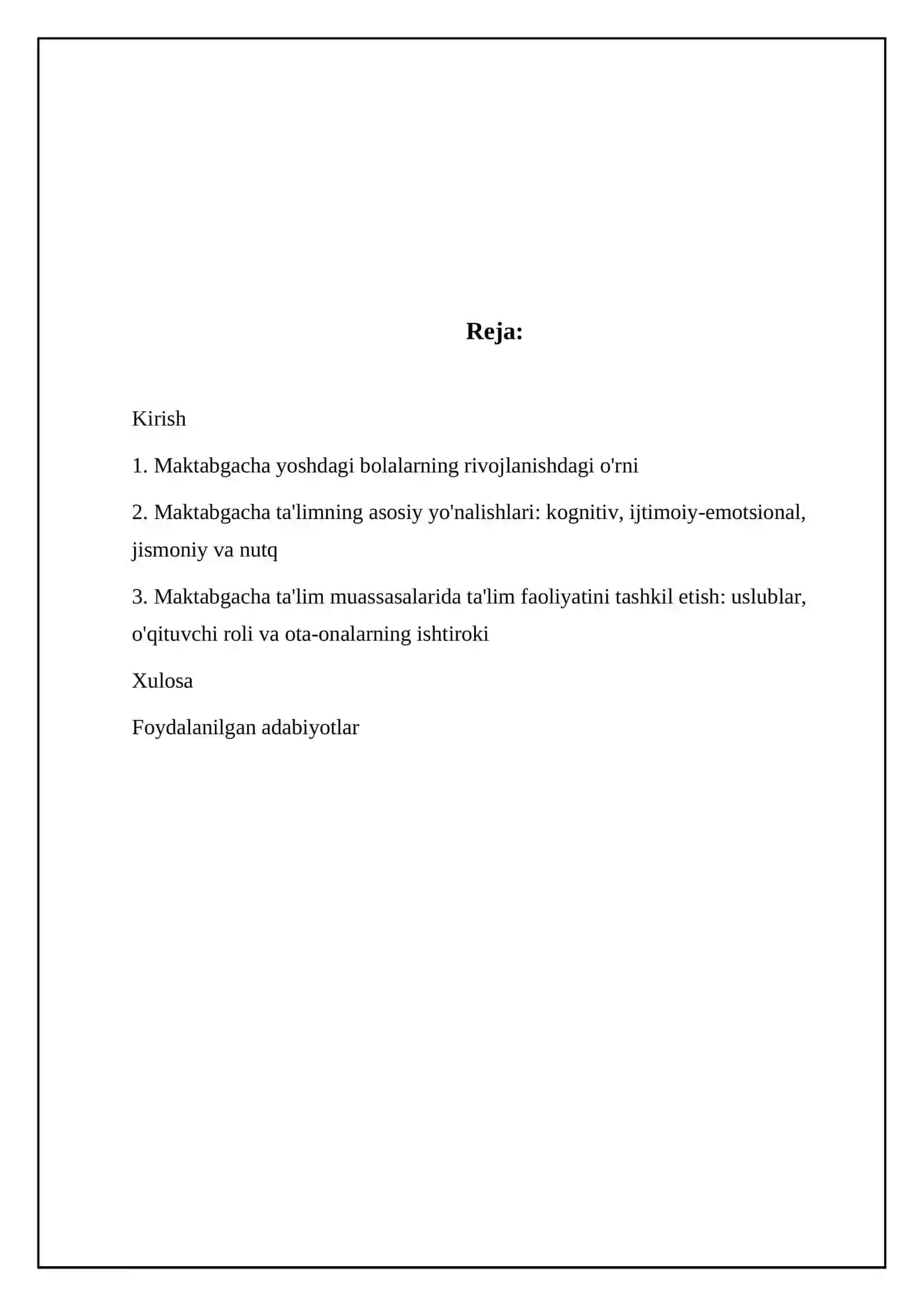 REFERATMT yoshdagi bolarni ribojlanishda orni va MTTdagi talim tarbiya foliyatida turgan ahamiyati 2