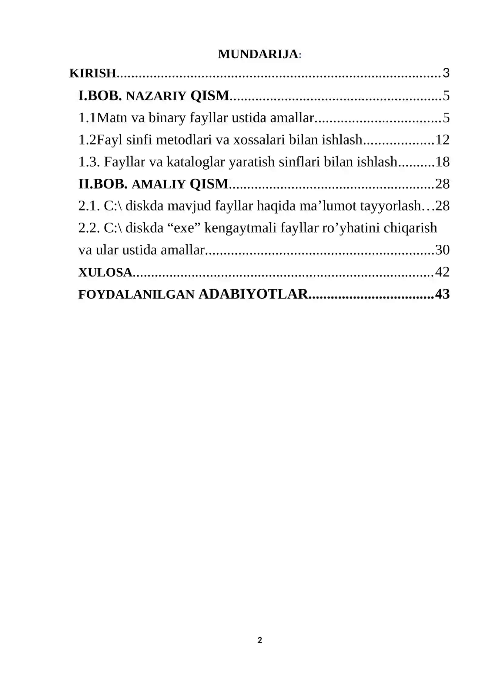 Matn va binor fayllar ustida amallar bajarish 2