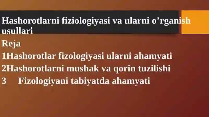 Hasharotlar fiziologiyasi 2