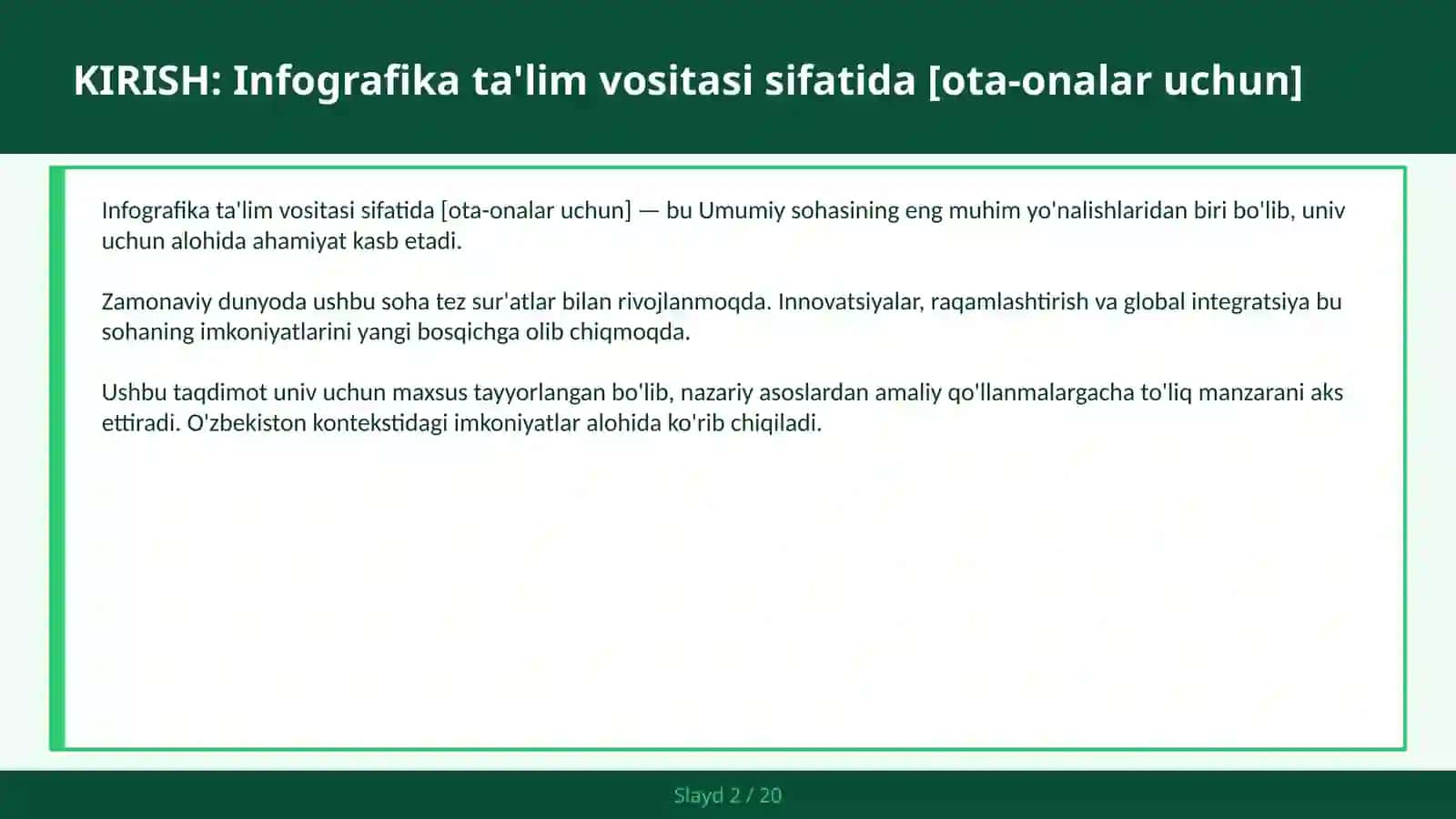 Infografika ta'lim vositasi sifatida [ota-onalar uchun] 2