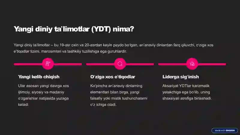 Yangi diniy talimot va  sektalar :Tushunchalar va xavflar 2