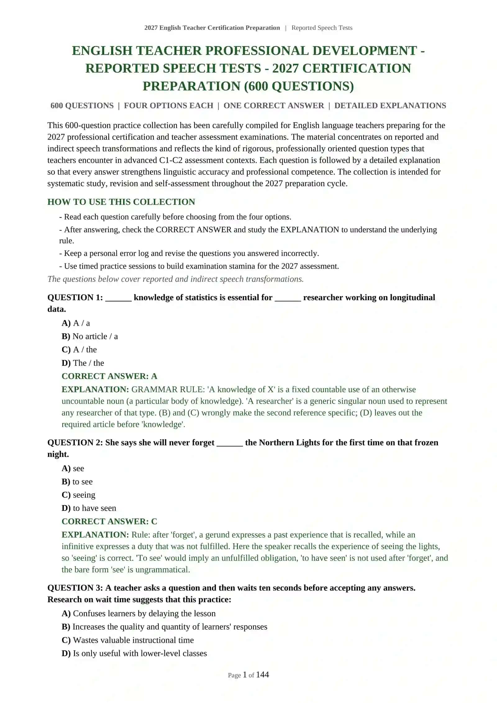 Reported Speech Tests 2