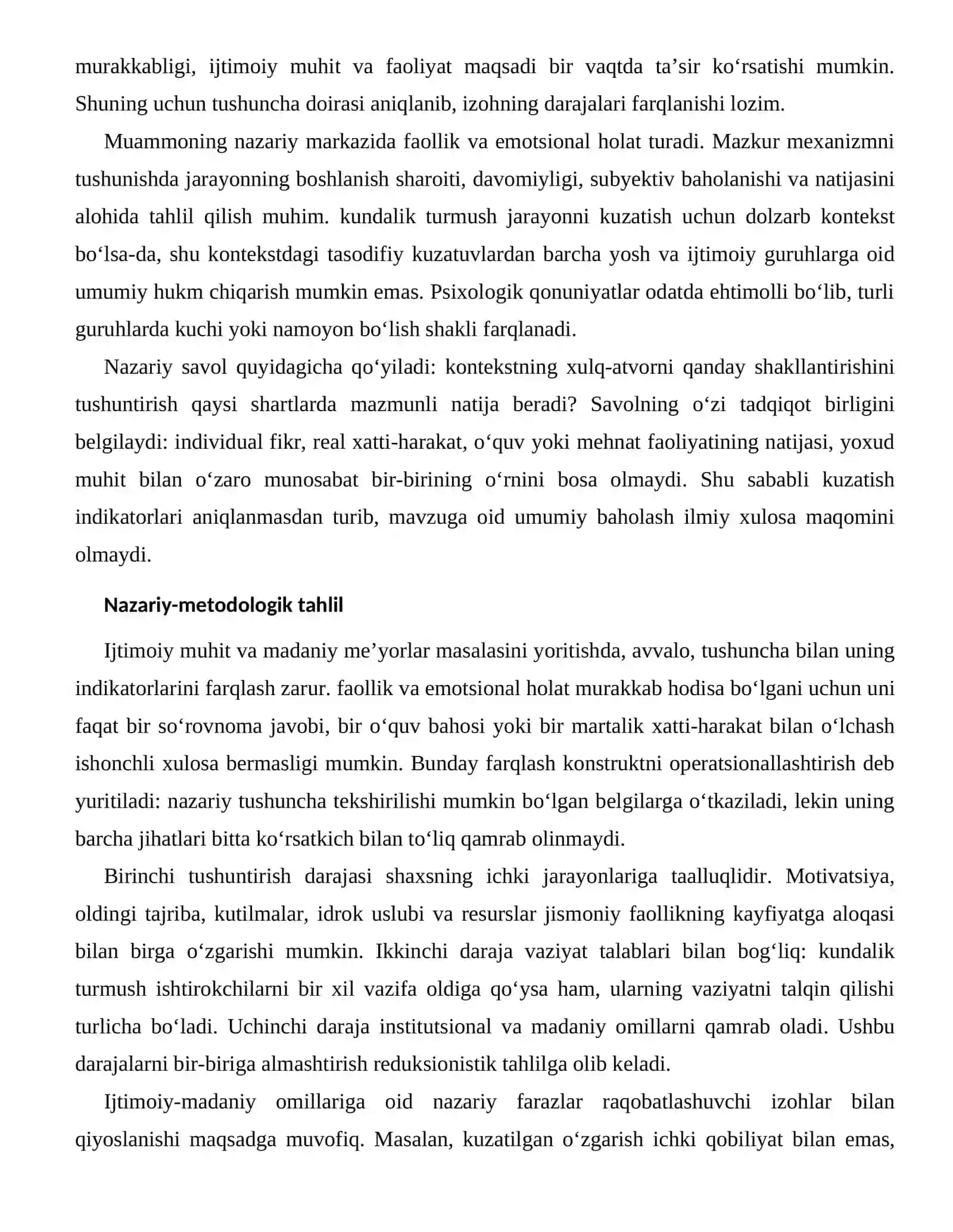JISMONIY FAOLLIKNING KAYFIYATGA ALOQASI — IJTIMOIY-MADANIY OMILLARI 2