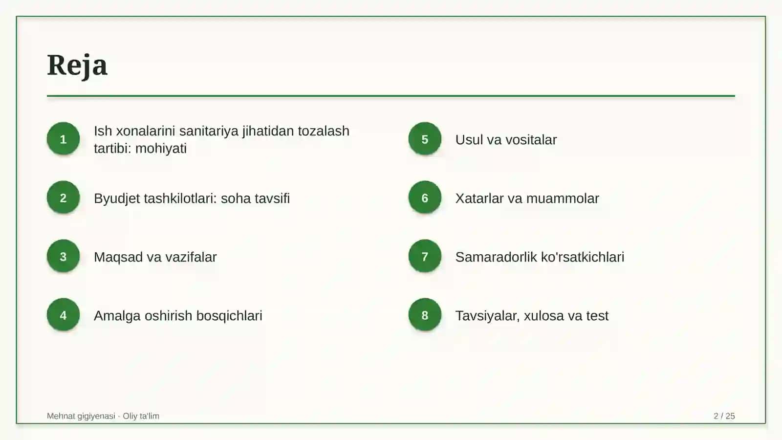 Byudjet tashkilotlarida ish xonalarini sanitariya jihatidan tozalash tartibi 2