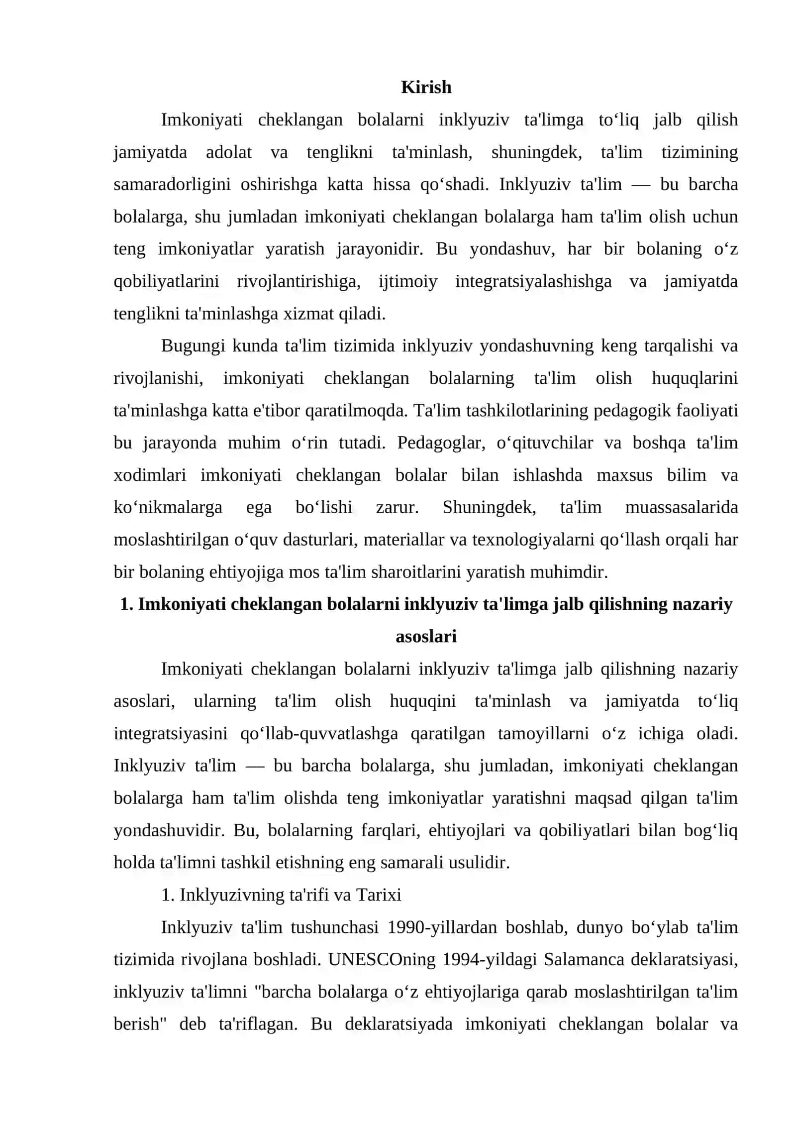 Imkoniyati cheklangan bolalarni inklyuziv ta’limga to’liq jalb qilishda talim tashkilotlari pedagogik faoliyatining mazmuni 2