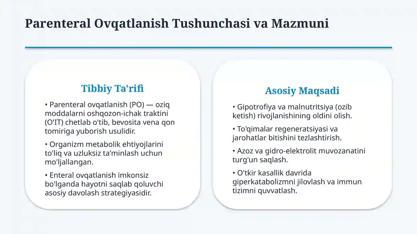 Parenteral ovqatlanish va uning klinik ahamiyati — 15 slayd 2