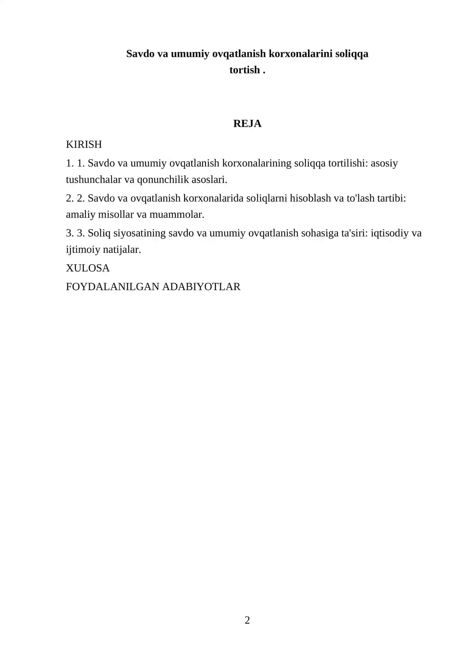 Savdo va umumiy ovqatlanish korxonalarini soliqqa tortish 2