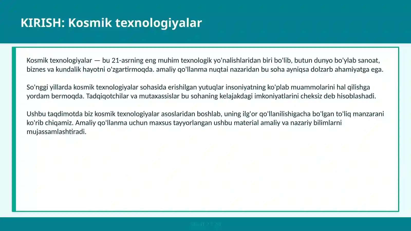 Kosmik texnologiyalar 2