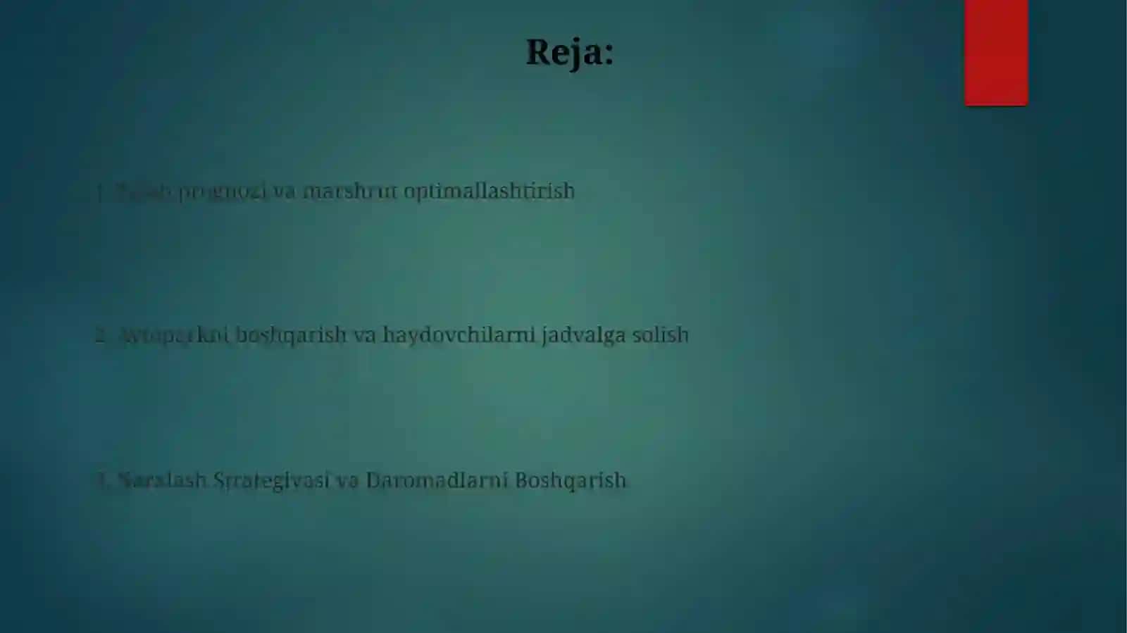 Avtomobil transportida yoʻlovchilarni tashishni tashkil etish 2