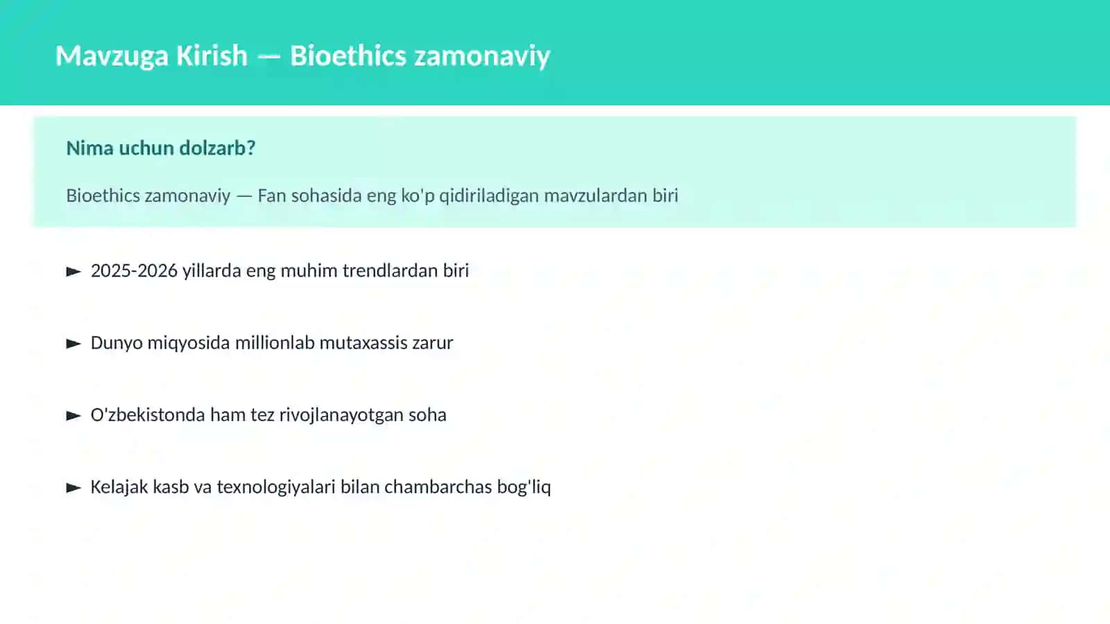 Bioethics zamonaviy 2