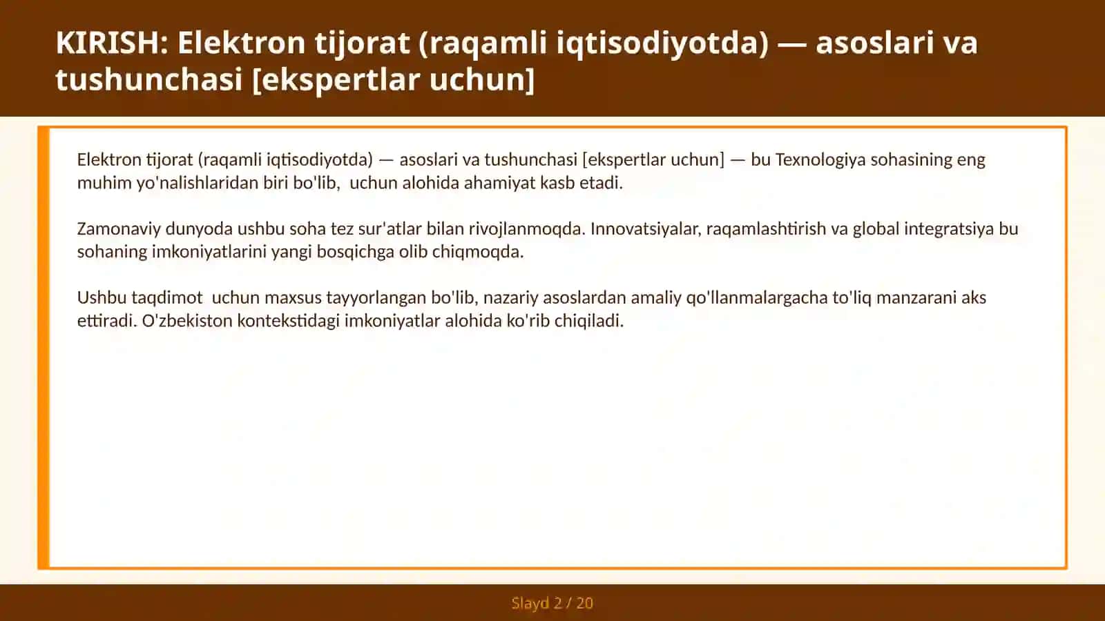 Elektron tijorat (raqamli iqtisodiyotda) — asoslari va tushunchasi [ekspertlar uchun] 2