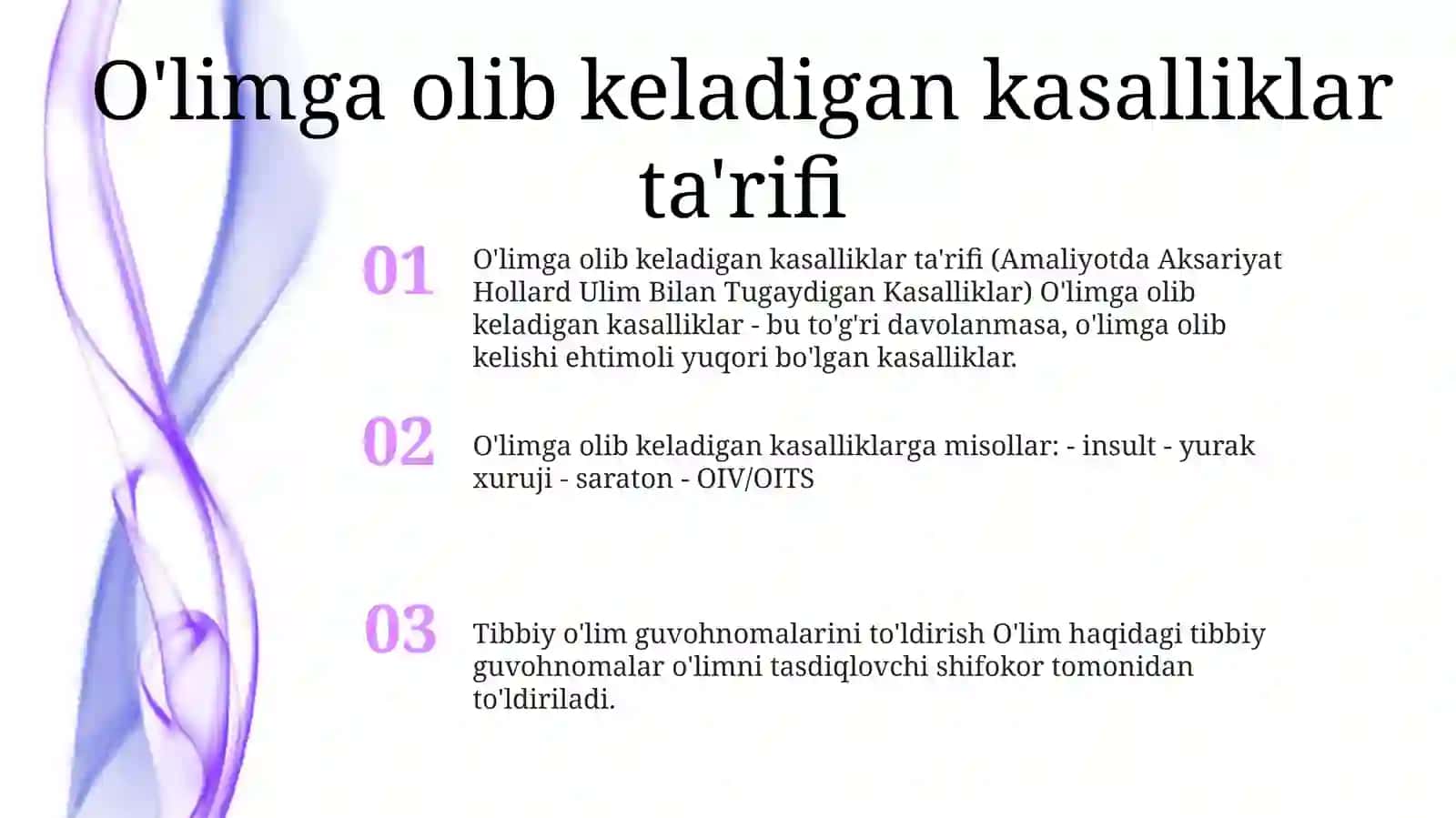 O'limga olib keladigan kasalliklar ta'rifi (Amaliyotda Aksariyat Hollard Ulim Bilan Tugaydigan Kasalliklar) 2