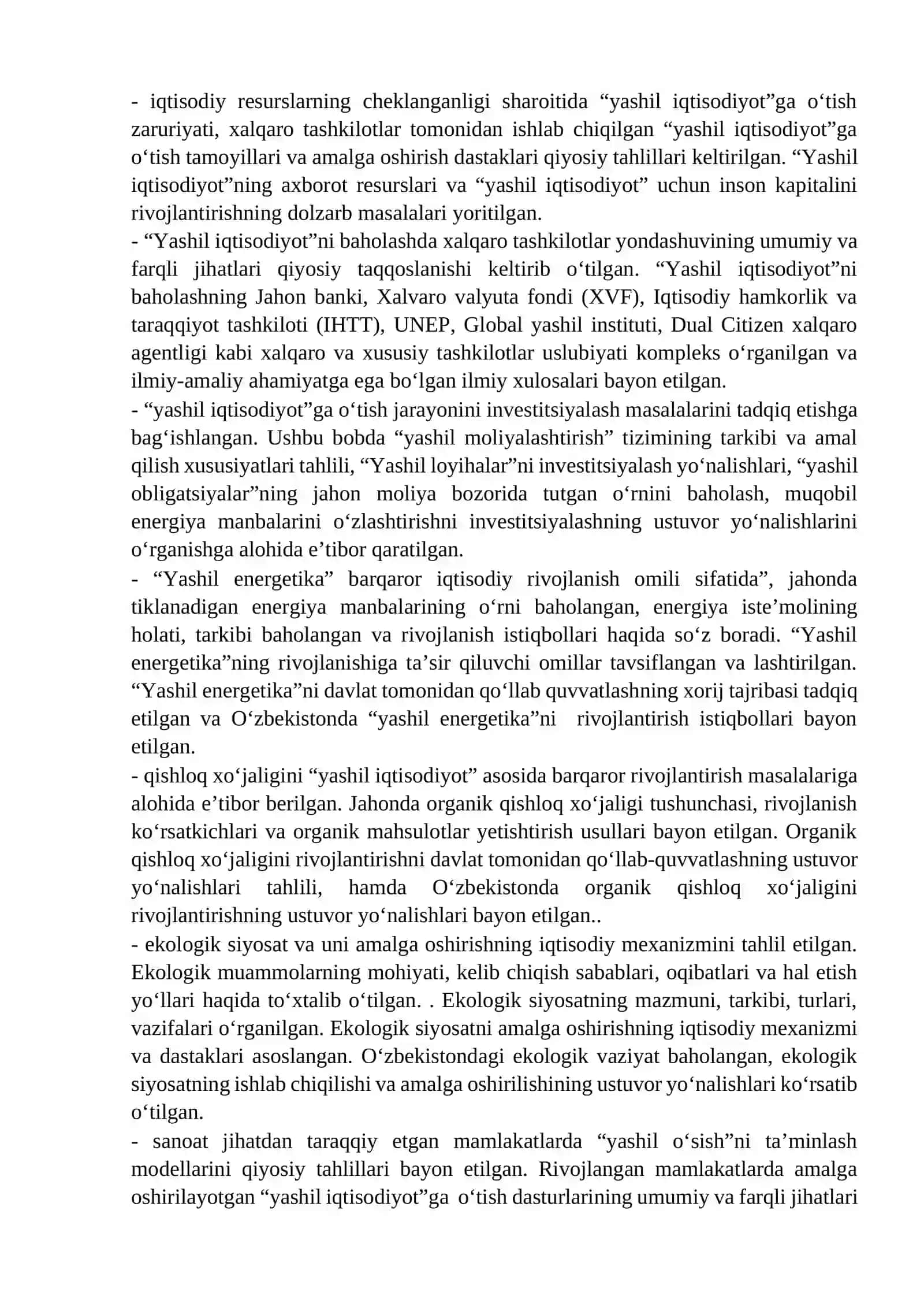 Yashil iqtisodiyot 2