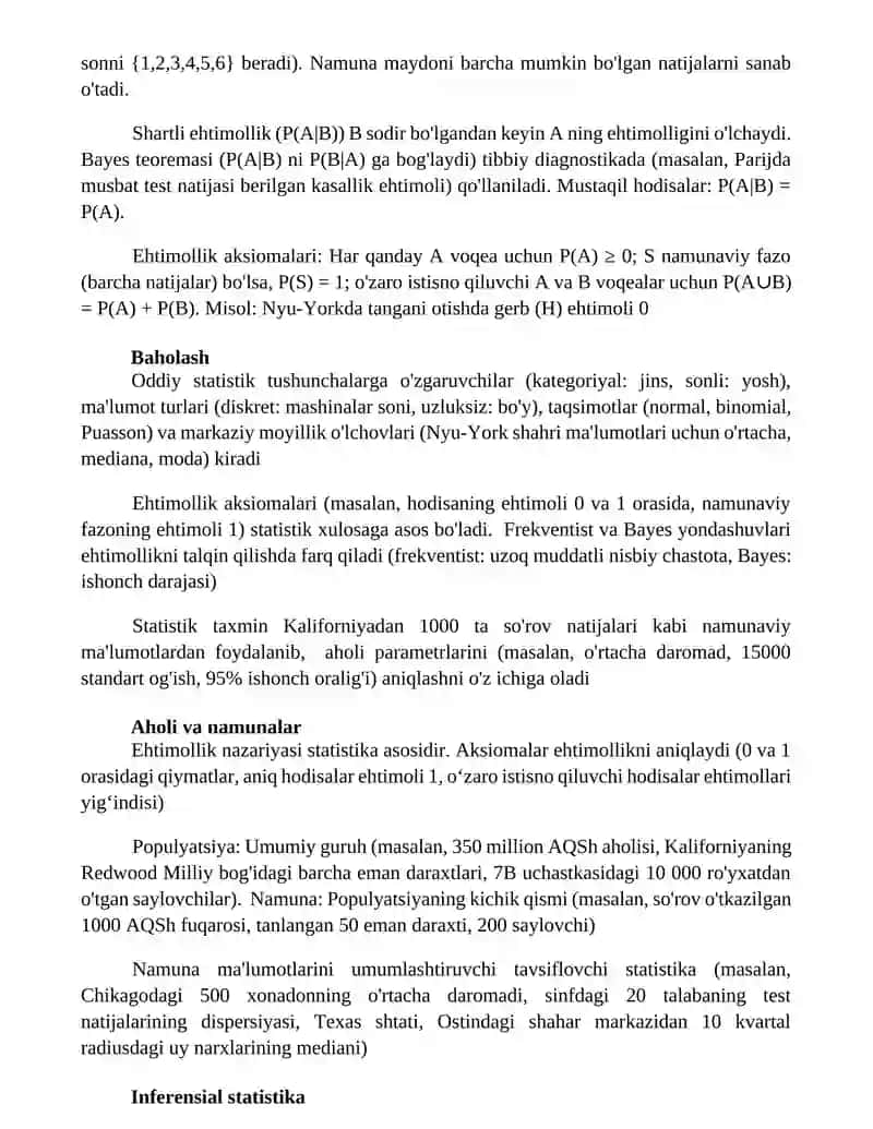 Statistikaning asaosiy tushunchalari va aksimalari 2