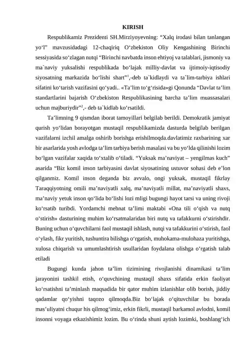 BOSHLANG'ICH SINFLARDA OT TURKUMINI O'RGANISHDAGI UZVIYLIK VA UZLUKSIZLIKNING TA'MINLANISHINI TAHLIL QILISH 2