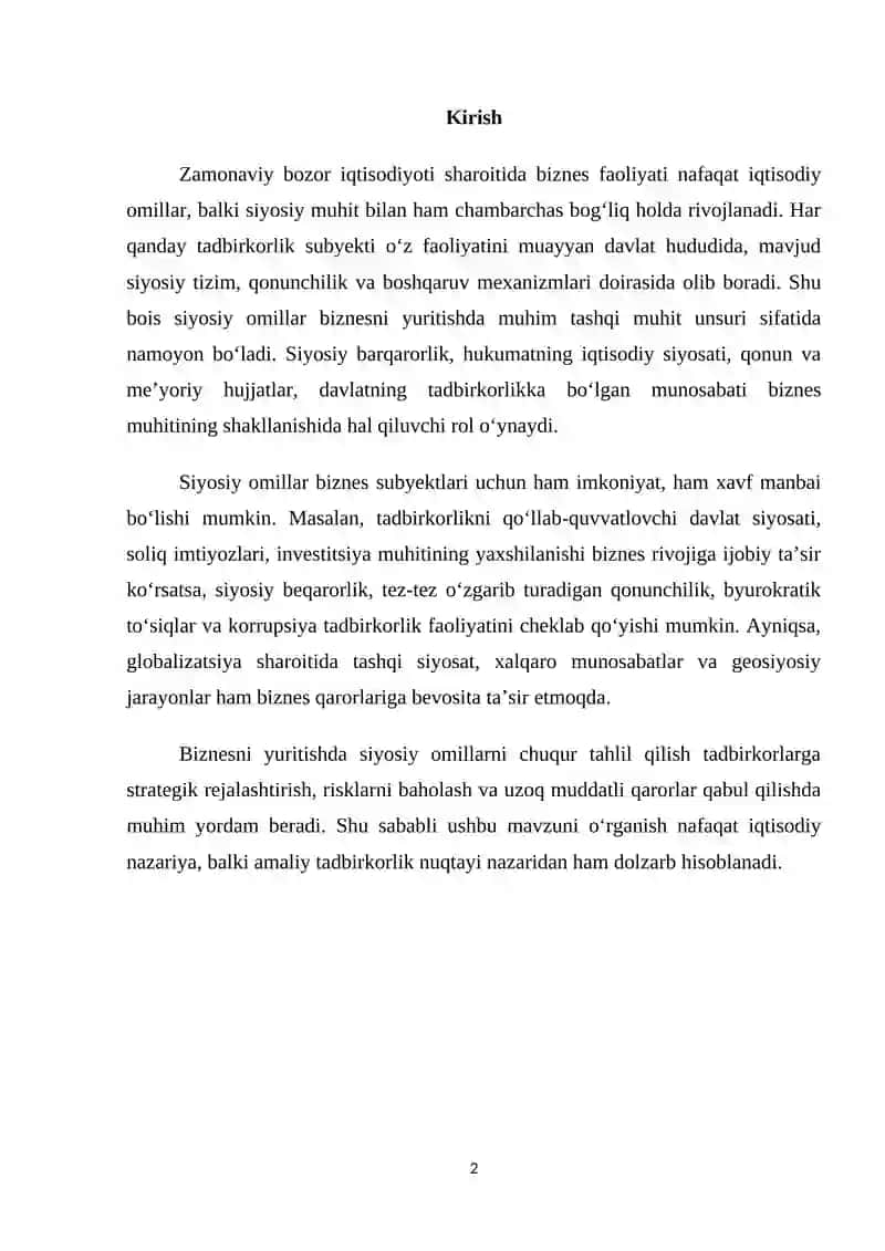 Biznesni yuritishda siyosiy omillar 2