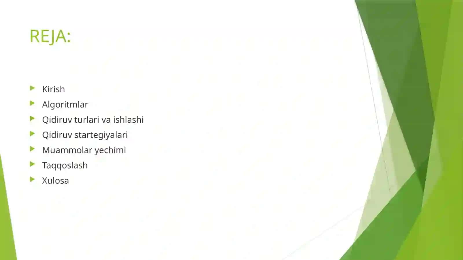 Axborotli va axborotsiz qidiruv algoritmlari 2