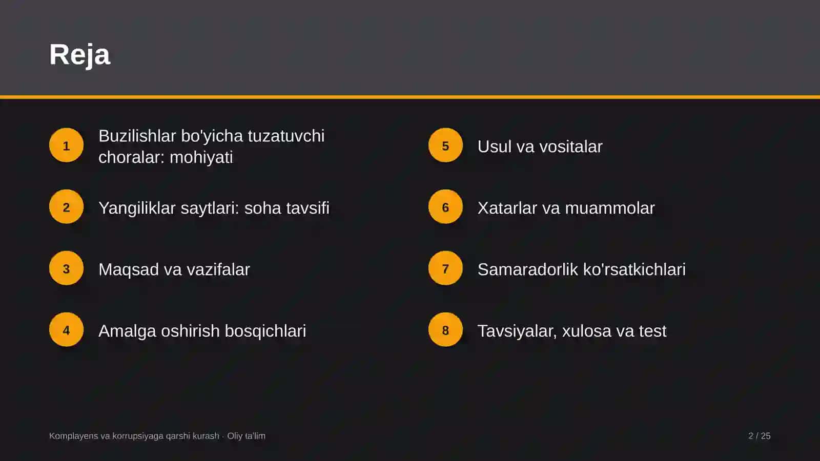Yangiliklar saytlarida buzilishlar bo'yicha tuzatuvchi choralarni ko'rish 2