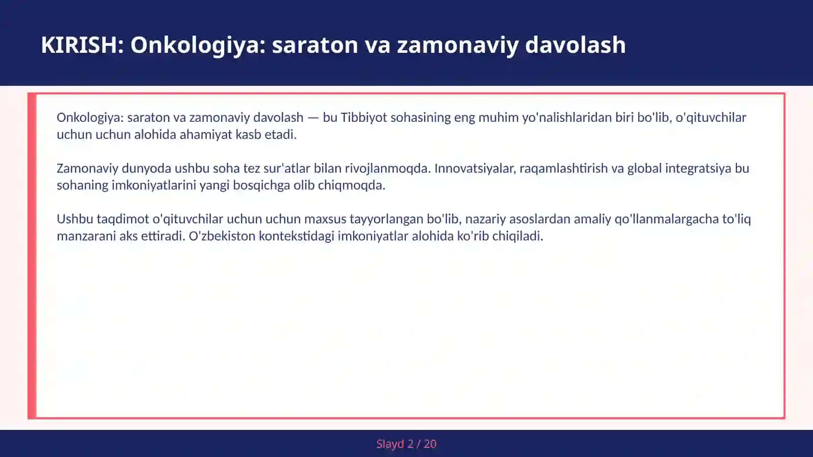 Onkologiya: saraton va zamonaviy davolash 2