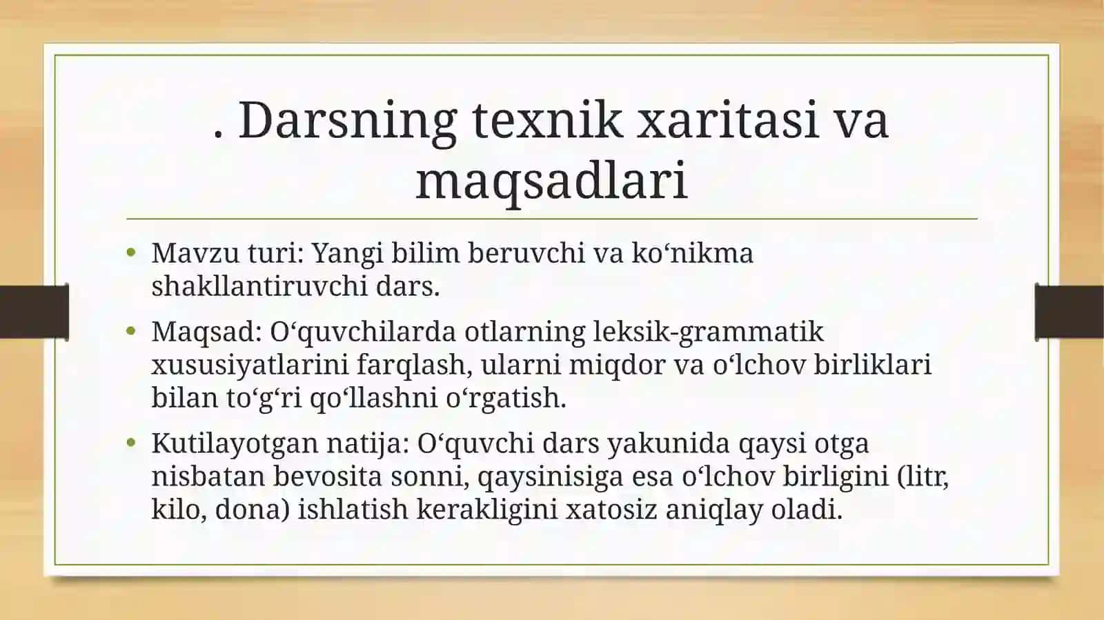 Sanaladigan va sanalmasligiga ko‘ra otning turlari (Darsning kengaytirilgan metodik ishlanmasi) 2