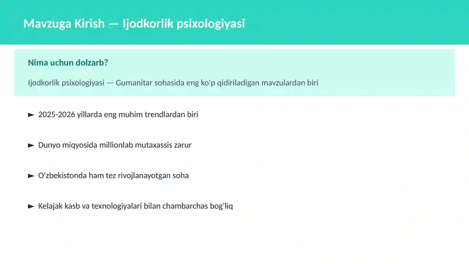 Ijodkorlik psixologiyasi 2