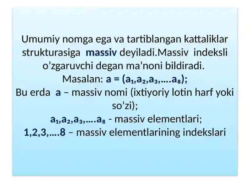 C++ tilida statik massivlar 2